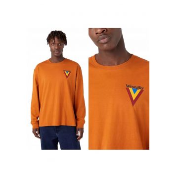 Tricou Cu Maneca Lunga Barbati -  Chest Logo Tee - Regular Fit - 100% Bumbac - Confortabil - Respirabil - Material Elastic - Ideal Pentru Zi Cu Zi - Marimea 4XL - Maro