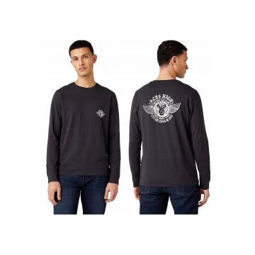 Tricou Cu Maneca Lunga Barbati -  Ls Biker Tee - Regular Fit - 100% Bumbac - Confortabil - Respirabil - Material Durabil - Elastic - Ideal Pentru Zi Cu Zi - Marimea S - Negru