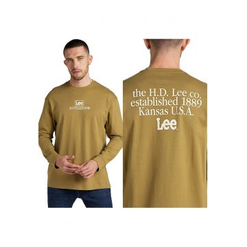 Tricou Cu Maneca Lunga Barbati -  Ls Logo Loose Tee - Regular Fit - 100% Bumbac - Confortabil - Respirabil - Material Elastic - Moale - Ideal Pentru Zi Cu Zi - Marimea S - Galben