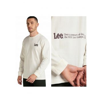 Tricou Cu Maneca Lunga Barbati -  Ls Logo Loose Tee - Regular Fit - 100% Bumbac - Confortabil - Respirabil - Material Elastic - Moale - Ideal Pentru Zi Cu Zi - Marimea XL - Alb