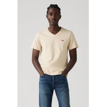 Tricou de bumbac cu decolteu in V
