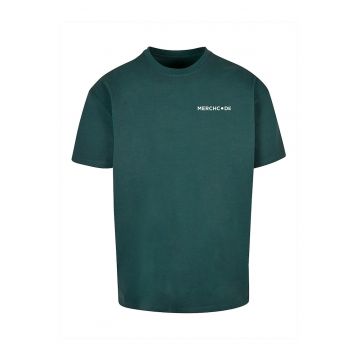 Tricou de bumbac cu imprimeu pe spate - Verde inchis