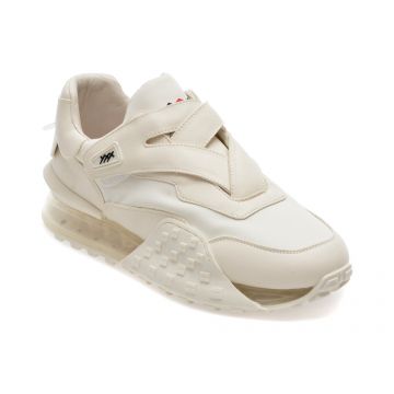 Pantofi sport GRYXX albi, 3A27, din material textil si piele naturala