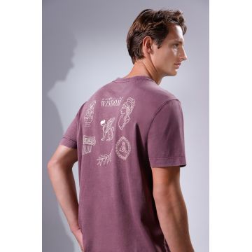 Medicine tricou din bumbac culoarea violet, cu imprimeu