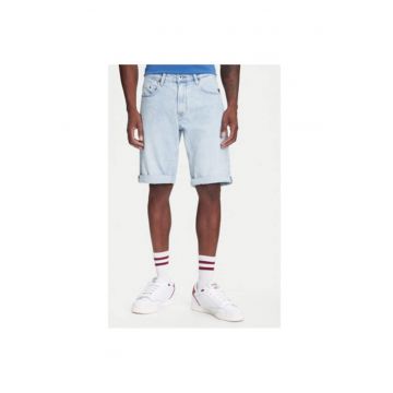Pantaloni scurti din denim barbati  D24430-D549 - Bumbac/Elastan - Albastru