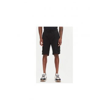Pantaloni scurti sport barbati  251BF025F459 - Bumbac/Elastan - Negru