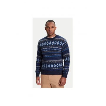 Pulover barbati  1137K107V - Lana/Nylon - Albastru