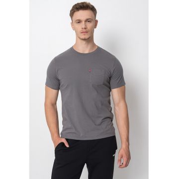 Tricou de bumbac cu buzunar pe piept