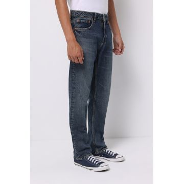 Blugi regular fit cu talie medie - Albastru inchis