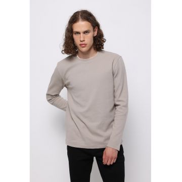 Bluza regular fit cu decolteu la baza gatului