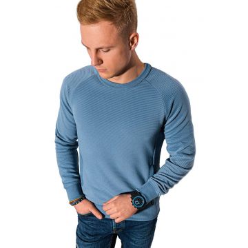Bluza sport cu decolteu rotund si buzunare frontale - Albastru -