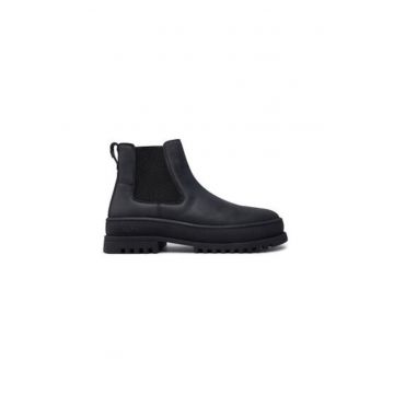 Botine barbati  F4IUKA02/LEA - Piele naturala - Negru