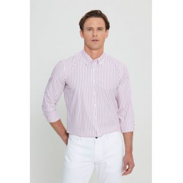 Camasa slim fit de bumbac cu model in dungi