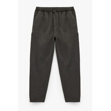 Pantaloni relaxed fit din bumbac cu talie medie