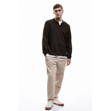 Pantaloni relaxed fit din bumbac cu talie medie