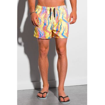 Pantaloni scurti de baie cu imprimeu si buzunare laterale