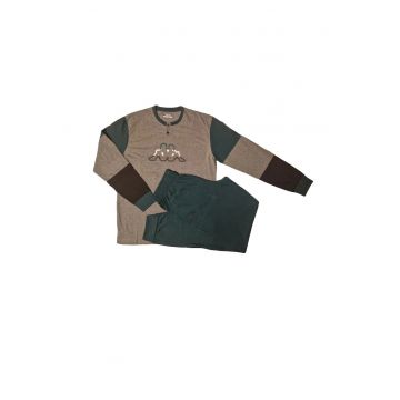 Pijamale lungi pentru barbati  KMS25478 XL INTL Gri - Verde