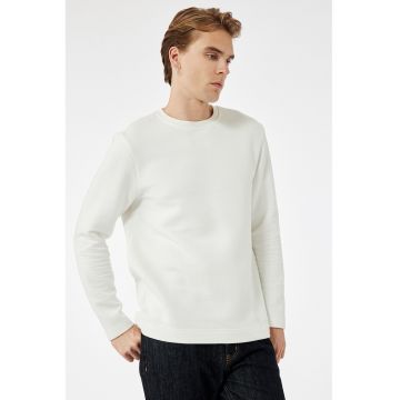 Pulover din amestec de bumbac cu model uni