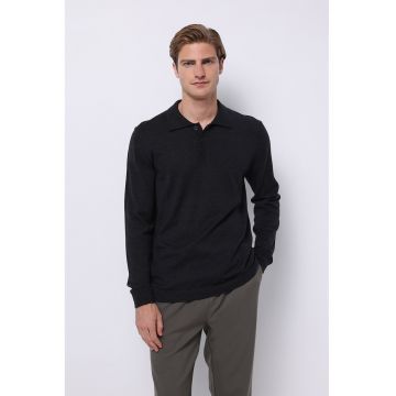 Pulover polo tricotat fin