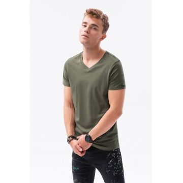 Tricou de bumbac cu decolteu in V