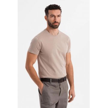 Tricou uni cu decolteu la baza gatului