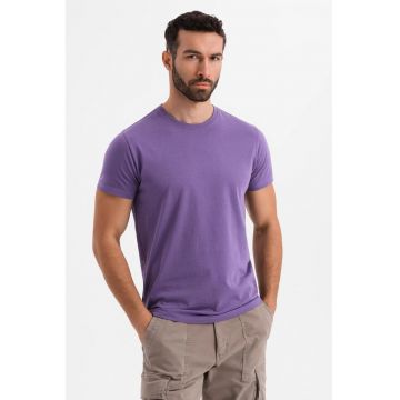 Tricou uni cu decolteu la baza gatului