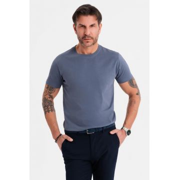 Tricou uni cu decolteu la baza gatului