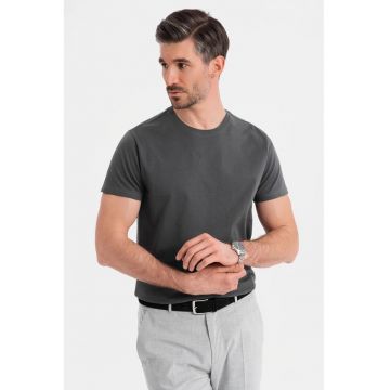 Tricou uni cu decolteu la baza gatului