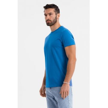 Tricou uni cu decolteu la baza gatului