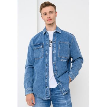 Camasa de denim cu buzunare pe piept