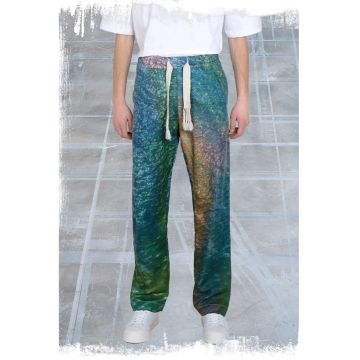 Pantaloni usor supradimensionati cu imprimeu waves