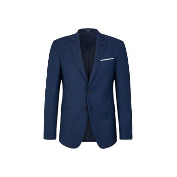 Sacou regular fit cambrat cu inchidere la un singur rand de nasturi - Albastru -