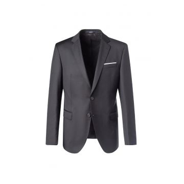 Sacou regular fit cambrat cu inchidere la un singur rand de nasturi