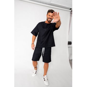 Set Lino 100% In Tricou si pantalon scurt Black 17972
