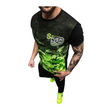 Tricou barbatesc cu imprimeu -  Begonia - verde