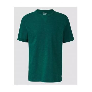 Tricou barbati cu structura din fire - decolteu la baza gatului - Verde inchis -