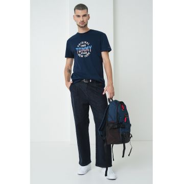 Tricou de bumbac cu decolteu la baza gatului