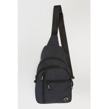 Geanta crossbody din material textil cu doua buzunare frontale