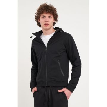Kenvelo - Hanorac barbat cu fermoar si gluga (Marime: S - Culoare: BLACK)
