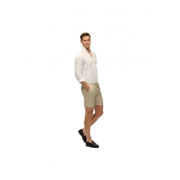 Pantaloni scurti din amestec de in cu snur de ajustare in talie