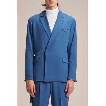 Sacou cu decupaj la spate si cordon lateral - Albastru