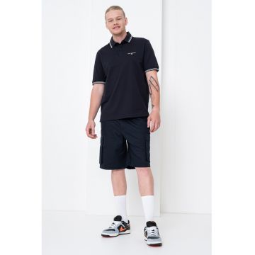 Tricou polo cu benzi contrastante