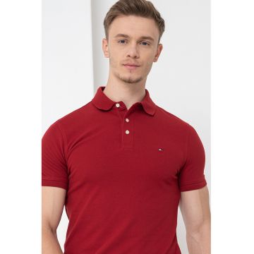 Tricou polo slim fit din amestec de bumbac organic