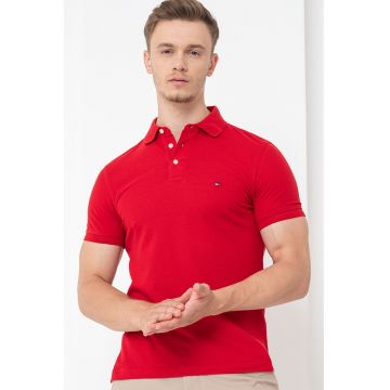 Tricou polo slim fit din amestec de bumbac organic