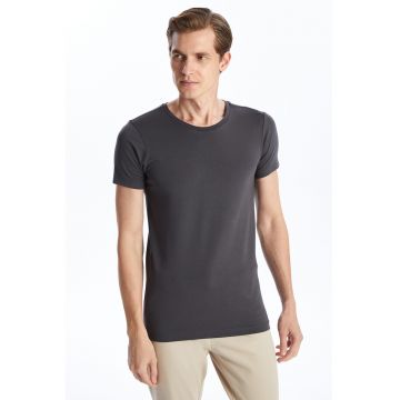 Tricou slim fit cu model uni