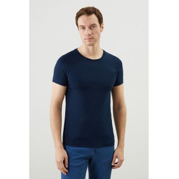 Tricou slim fit cu model uni