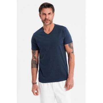 Tricou uni cu decolteu in V