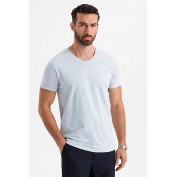 Tricou uni cu decolteu in V