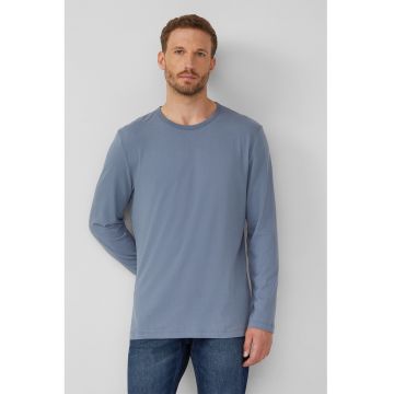 Bluza de bumbac cu decolteu la baza gatului