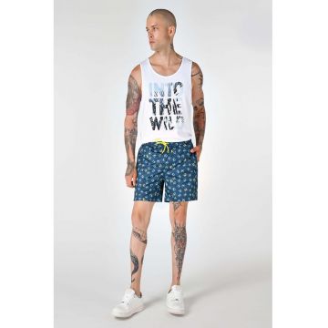 Pantaloni scurti cu snururi si design grafic